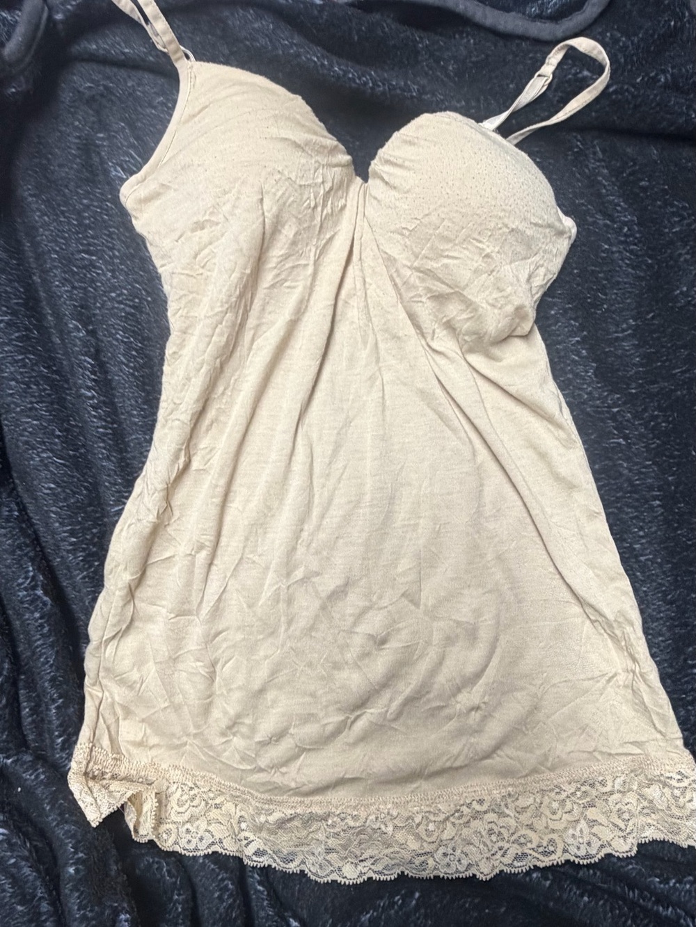 Energie Beige Lace-Trim Slip Chemise